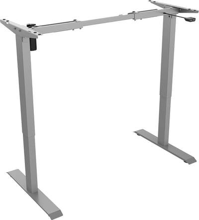Worktrainer - BasicDesk Zit Sta Bureau - Hoogte 71 - 121 cm - Breedte 85 - 129 cm - Elektrisch in Hoogte Verstelbaar Bureau - Zilver