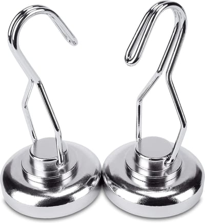 Neodymium magneten met draaibare haak Ø36 x H64 mm, zeer sterke magneethaken, draagvermogen 45 kg, 2 stuks