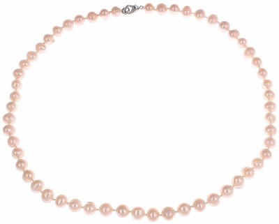 Zoetwater parelketting Zalina - echte parels - sterling zilver (925) - zalm - oranje - handgeknoopt - sieraden zakje - parelketting dames