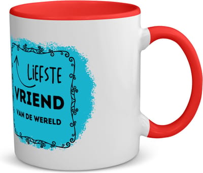 Akyol - liefste vriend van de wereld koffiemok - theemok - roze - Vriend/vriendin - de liefste vriend - valentijnsdag - verjaardag - cadeautje voor vriendje - kado - geschenk - 350 ML inhoud