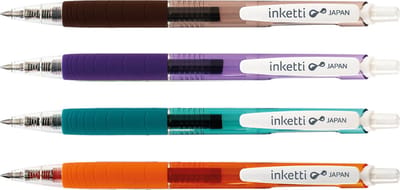 Penac Gelpennen - Inketti - 0.5mm- 4 kleuren - Bruin - Paars - Turquoise - Oranje
