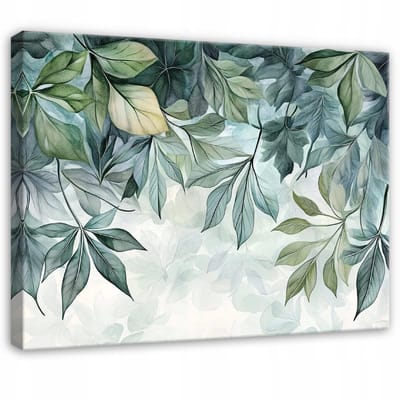 WALLARENA - Canvas schilderij - 100x70 cm - afbeelding van groene hangende bladeren voor slaapkamer, salon, keuken