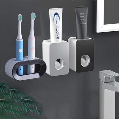 Tandpastadispenser Automatisch - 2 Stuks - Wandmontage - Tandenborstelhouder - Hygiënisch - Hoogwaardig ABS-Kunststof - Tandpasta Dispenser