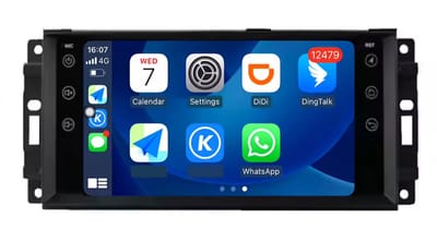 Autoradio 2/32 met Carplay en Android auto | Geschikt voor Jeep Compass Patriot Commander Grand Cherokee Wrangler, Dodge Kaliber, Challenger Ram, Chrysler 300C, Chevrolet Epica Sebring 2006-2015 | Radio scherm met Navigatie | 2006 2007 2008 2009 2010