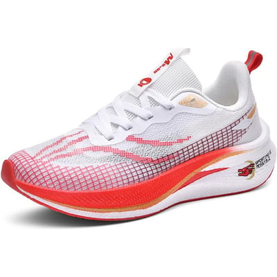 Mode Heren- en Dames Sportschoenen voor Hardlopen Casual Ademend Mesh Oppervlak Koolstofplaat Ondersteuning Slijtvaste Rubberen Buitenzool 36 white