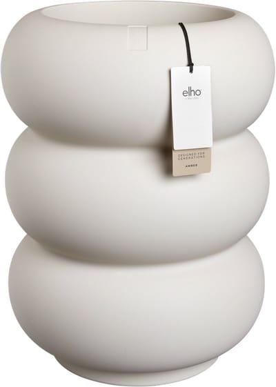 Elho Amber Roll High 43 - Bloempot voor Binnen & Buiten - 100% Gerecycled Plastic - Ø 43 x H 58 cm - Linen white