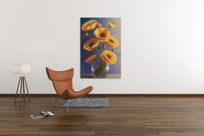 Canvas Schilderij Bloemen - Gele Bloemen - Wall Art - 90x60x2 cm