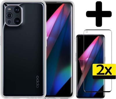 Hoesje - Met 2x Screenprotector - Geschikt voor OPPO Find X3 Pro - Sterk & Shockproof - Back Cover - Siliconen Case - Telefoon Hoes - Telefoonhoesjes - Transparant