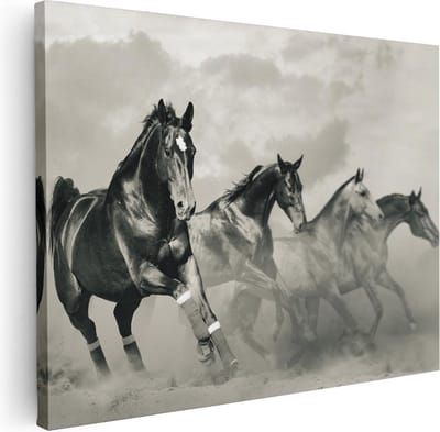 Artaza Canvas Schilderij Wilde Paarden - 40x30 cm - Klein - Muurdecoratie Dieren - Wanddecoratie Woonkamer - Schilderijen Op Canvas