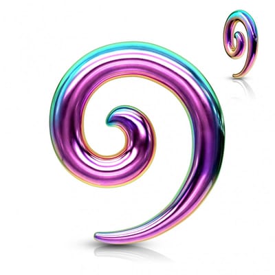Taper chirurgisch staal spiraal 2 mm - regenboog - LMPiercings