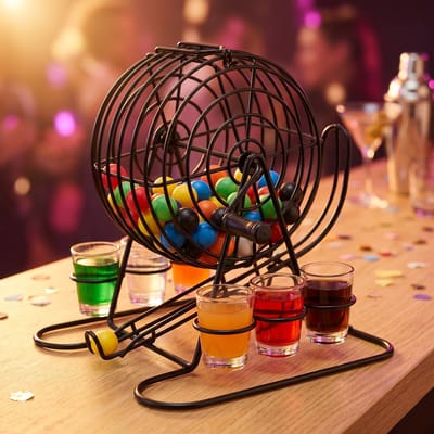 Cheqo® Bingo Drankspel met Shotglaasjes - Shot Bingo - Drinking Game - Partyspel - Feestspel - Drinkspel - Spel voor Volwassenen - Gezelschapsspel - Vrijgezellenfeest - Studentenspel - Borrelspel - Feestje - Party Box - Drankspellen