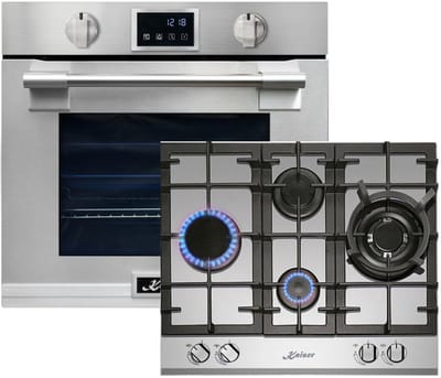 Kaiser - EH 6339 - XXL Inbouwoven - 86L -met pyrolyse & AirFry - touch display - incl Gaskookplaat - KG 6364 - 60 cm - roestvrij staal - rvs
