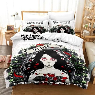 3D Geprinte My Chemical Romance Beddengoedsets Exquise Beddengoedset Dekbedovertrek Bedsprei Set Luxe Verjaardagscadeau AU King 245x210cm