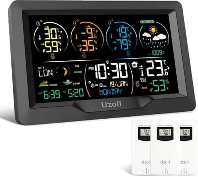 Weerstation Draasloos Binnen/Buiten - Weerstation - Zwart - Draadloze Buitensensoren - Kleurendisplay - Voor Binnen en Buiten