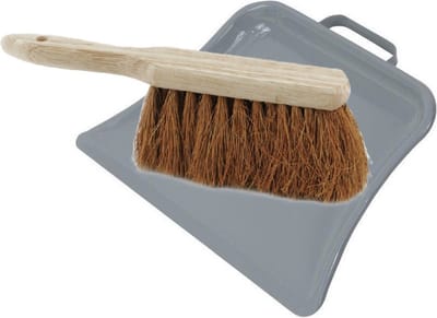 Brumag Stoffer en blik set Dirtmaster - blik metaal - naturel/grijs - 32 x 22 cm - borstel haar hard