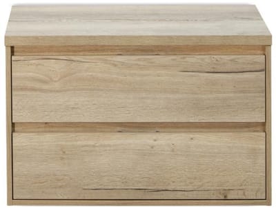 Porto Badmeubelset 90 cm - Natuur Eiken - Wastafelbovenblad Natuur Eiken