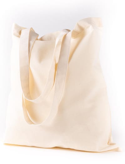 5 Katoenen tasjes - naturel - 38x42cm - lange hengels