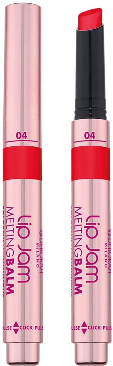 Deborah Milano Lip Jam Melting Balm – Kleur 04 Strawberry - Voedende & Hydraterende Lippenbalsem Met Kleurrijke Glans – Tot 12 Uur Hydratatie – Smeltende Romige Textuur Met Ceramide & Olijfolie – Comfortabele Finish – Intens Verzorgend