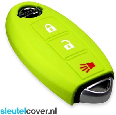 Autosleutel Hoesje geschikt voor Nissan - SleutelCover - Silicone Autosleutel Cover - Sleutelhoesje Lime groen