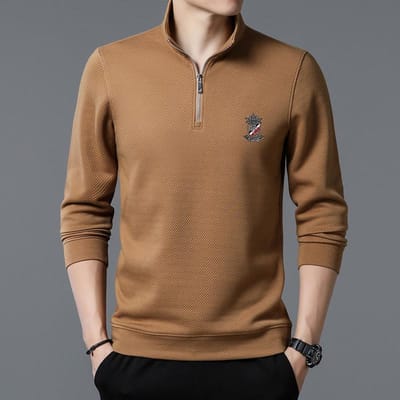 Herfst en Winter Sweatshirt Heren Velvet Nieuw Casual Opstaande Kraag Halve Rits Lente en Herfst Lange Mouwen T-shirt Verdikt Onderhemd XXXXL