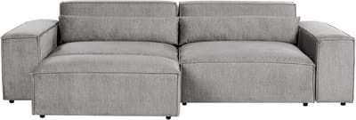 HELLNAR - Tweezitsbank met ottomaan - Grijs - Polyester