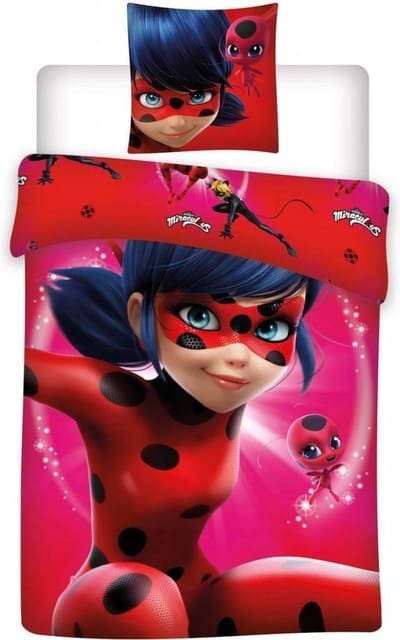 Miraculous Ladybug  - Jump - Dekbedovertrek - Eenpersoons - 140 x 200 cm - Rood