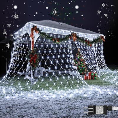 MUPOO Netverlichting Buiten Lichtnet IP44-lichtslinger Lichtnetten Koud Wit Licht -Net Lichtgordijn 4x6M 660LEDs- Geheugen- 8 modi-Boomverlichting -Kerstverlichting