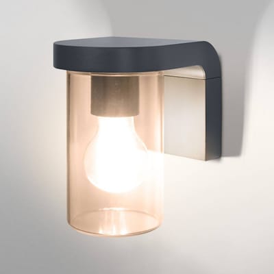 OSRAM buitenwandlamp E27 Amber, vintage wandlamp met aluminium behuizing in donkergrijs, IP44 bescherming, schokbestendig IK03, voor terras en balkon