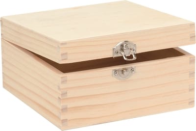 Glorex hobby kistje met sluiting en deksel - hout - 16 x 16 x 8 cm - Sieraden/spulletjes/sleutels - Opberg kistjes