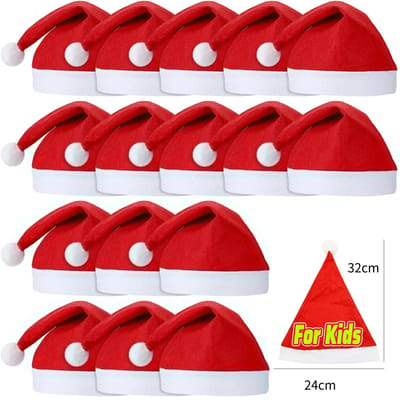 1-100 stuks Kerstmutsen Volwassenen Kinderen Non-woven Rode Kerstman Muts Kerstmutsen voor Nieuwjaarsfeest Huisdecoratie Festival Cadeaus 5pcs