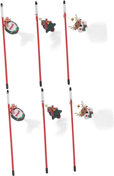 Kattenstok Speelgoed - Interactieve Hengel - Spelen met Katten - Kerst Thema Ontwerp - 30 cm - Diverse Kleuren