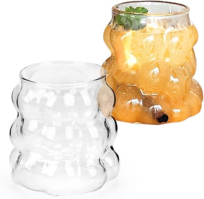 Stijlvolle Bubble Glazen voor Iced Coffee en Latte Macchiato - 350ml Drinkglazen, Vaatwasserbestendig (Set van 2)