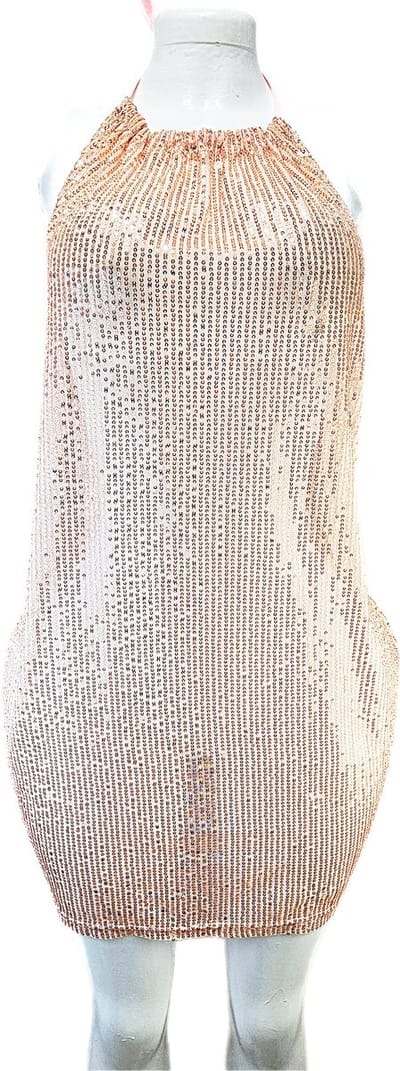 BamBella® Jurk - Maat S/M loose fit - doorzichtig japon nacht kleding Roze dames kleding sexy Glans kleding glitter pailletten feest