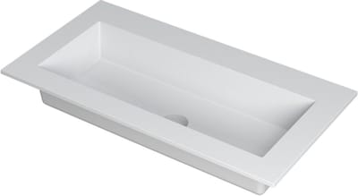 INK® Kraft wastafel polystone enkele bak zonder kraangat 90x45x1cm, mat wit