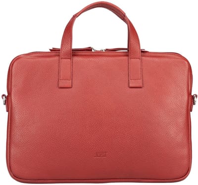 JOST Leren laptoptas schoudertas met laptopvak Vika Laptop Case 15.6" Red rood