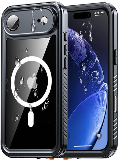 SBG Outdoor Case Waterdicht Hoesje geschikt voor Apple iPhone Air | Compatibel met MagSafe | Onderwater tot twee meter | Antislip greep | IP68-gecertificeerd | Transparant / Zwart