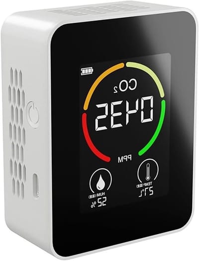 Luchtkwaliteitsmonitor - CO2 meter - Binnenklimaat meten - Multifunctioneel 5-in-1 - 89x70x35mm - Zwart