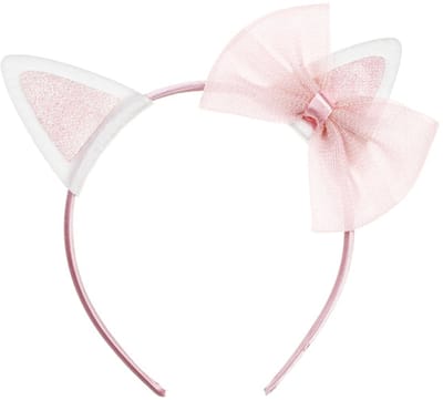 Kattenhoofdband met strik, roze