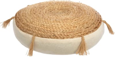Atmosphera Vloerkussen Rituals - beige - jute/katoen - 38 x 8 cm - Extra dik rond grond zitkussen/matraskussen