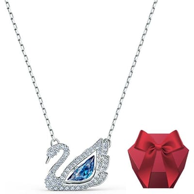 Swarovski Rhodium Plated, Nep Kristal Steen Zwaan Kettingen Dames Blauw 5533397 Blue|F|Box (Random Color) white