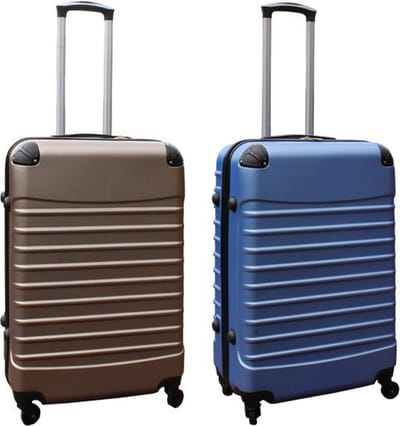 Travelerz kofferset 2 delig ABS groot - met cijferslot - 69 liter - licht blauw - goud
