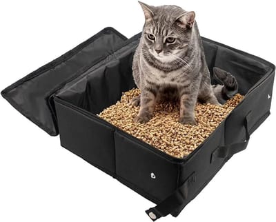 Daity 1 Pack - Kattenbak - Draagbare reiskattenbak met rits - Opvouwbare waterdichte kattenbak - Geurloos - Waterdicht - Gemakkelijk mee te nemen - Geschikt voor gebruik in hotels en auto's (40*30*15)