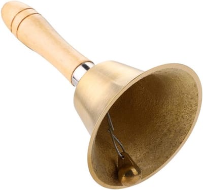 Allecto - Gouden Bell - Handbel met Houten Handgreep - 15 cm Massief