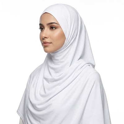 Witte rekbare ademende Arabische hijab hoofddoek voor dames – lange effen hijab met ruime pasvorm – één stuk
