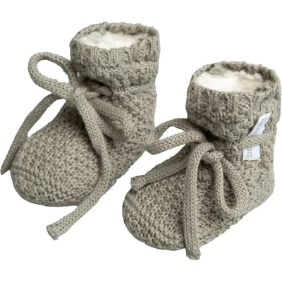Baby's Only Slofjes teddy Willow - Baby Schoentjes met teddy voering - Baby Sokjes - Urban Green - 0-3 mnd - 100% ecologisch katoen - GOTS