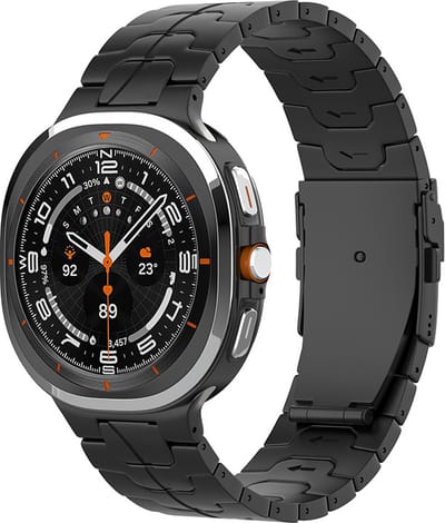 Strap-it Titanium 'Iron' schakel band - geschikt voor Samsung Galaxy Watch Ultra 2 (2026) / Ultra (2024/2025) - zwart
