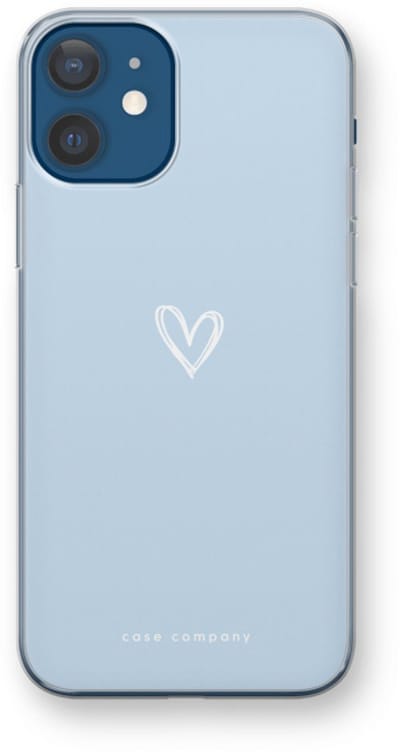 Case Company® - Hoesje geschikt voor iPhone 12 hoesje - Klein Hart Blauw - Soft Cover Telefoonhoesje - Bescherming aan alle Kanten en Schermrand