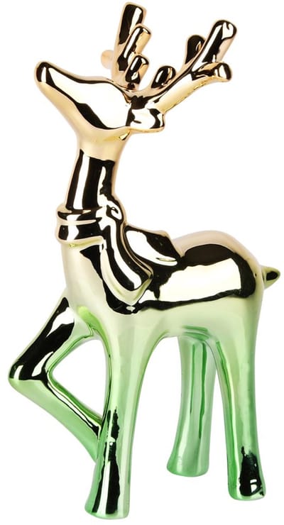 Dekoratief | Rendier staand m/sjaal, shiny goud, keramiek, 11x9x20cm | A255618