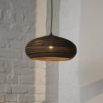 OSRAM hanglamp Decor Cardboard Drop bruin van golfkarton, lichtgewicht, E27, 400 mm diameter, lampenkap van gerecycled materiaal, duurzaam dankzij vervangbare lichtbron, eenvoudig te installeren