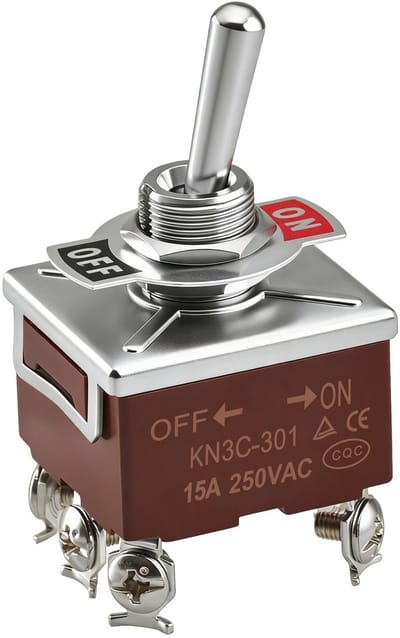 Allecto - 3PST Metal Switch - ON/OFF - 15A - 250VAC - Toggle Schakelaar - Ideaal voor paneelmontage - Geschikt voor verschillende apparaten